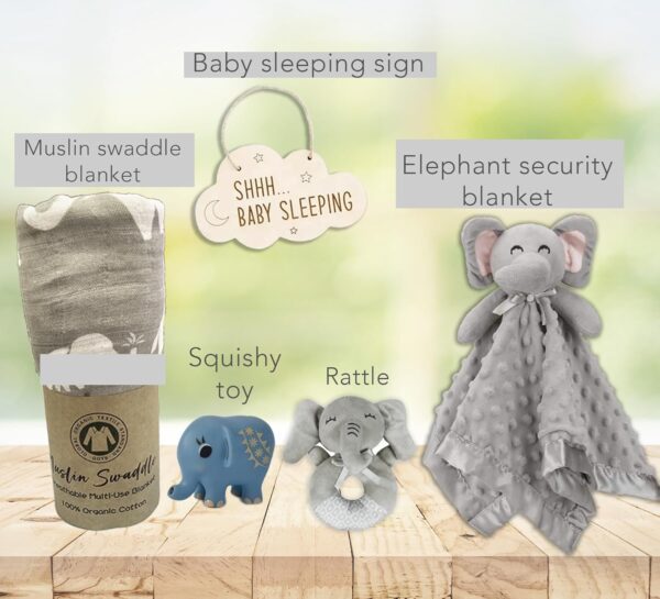 New Baby Boy/Girl Gift Basket (20 Items) for a New mom Elephant Baby Gift Set. Welcome Baby Care Package All w/Newborn Essentials Bundle for Expecting Moms Baby Shower, After Labor Unisex - Image 4